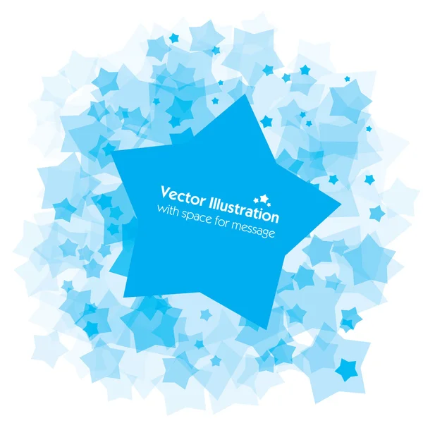 Estrellas azules transparentes al azar sobre fondo blanco — Vector de stock