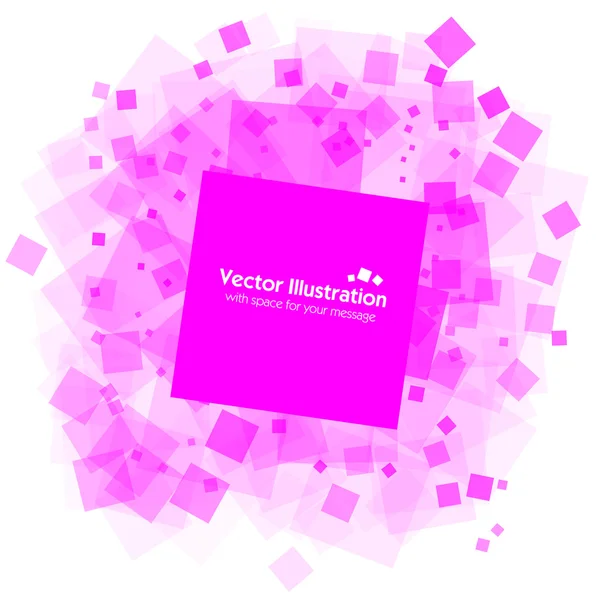 Cuadrado transparente rosa aleatorio sobre fondo blanco — Vector de stock