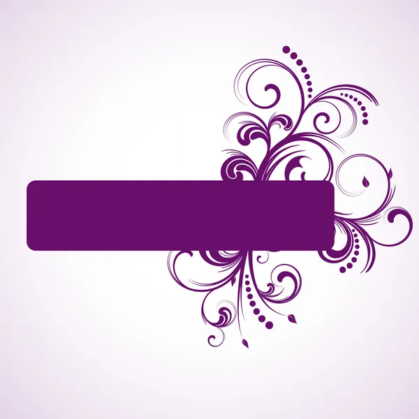 花の要素を持つ紫色の長方形フレーム — ストックベクタ