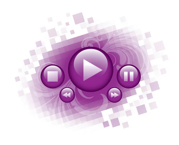 Botones de control de medios púrpura — Vector de stock