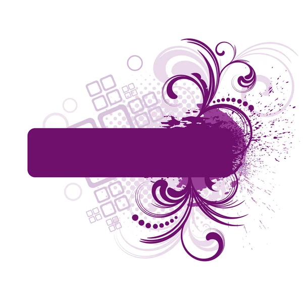 Marco púrpura con elementos florales — Vector de stock