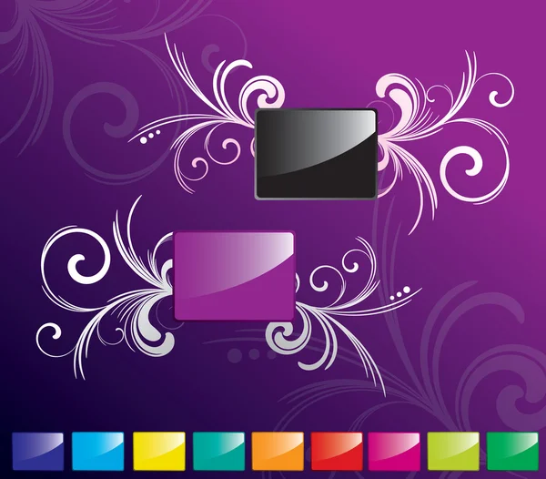 紫色および灰色の光沢のある四角形のセット — ストックベクタ