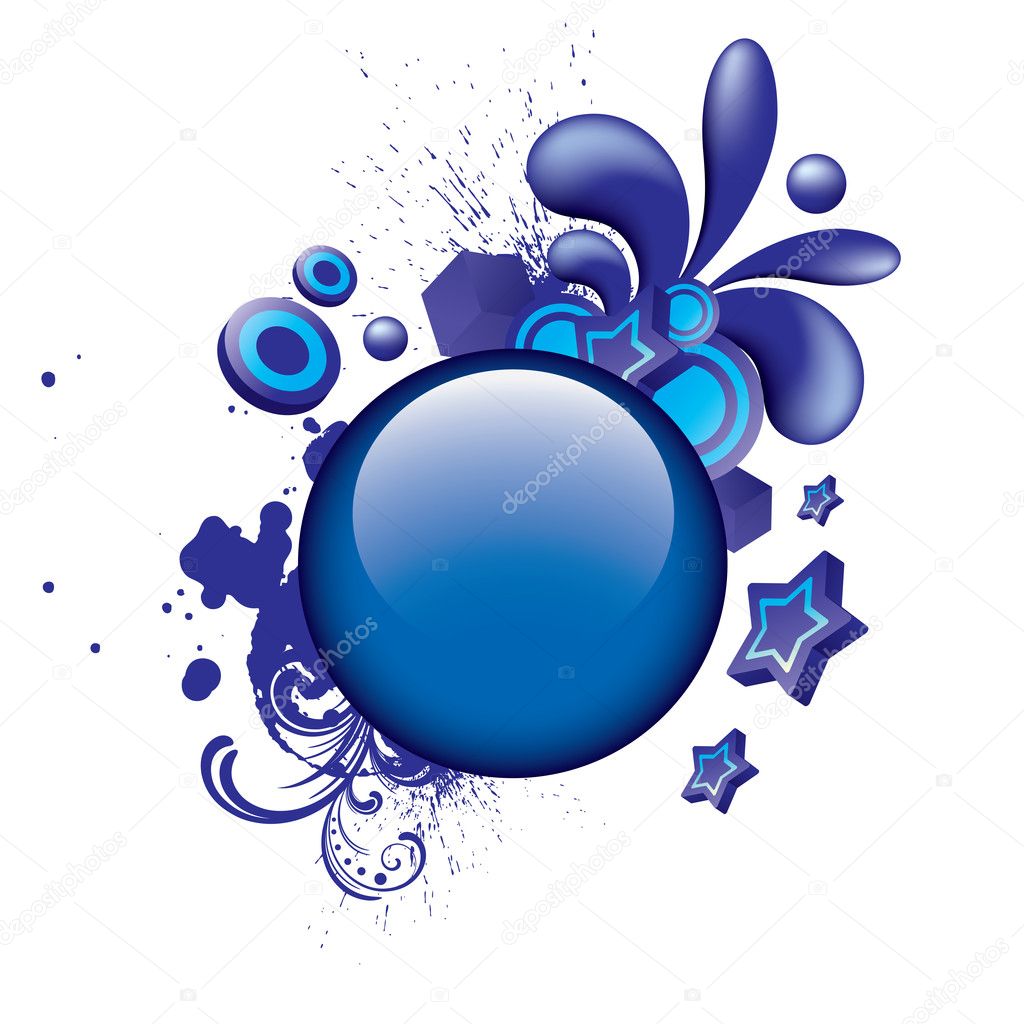 Colorful grunge blue button