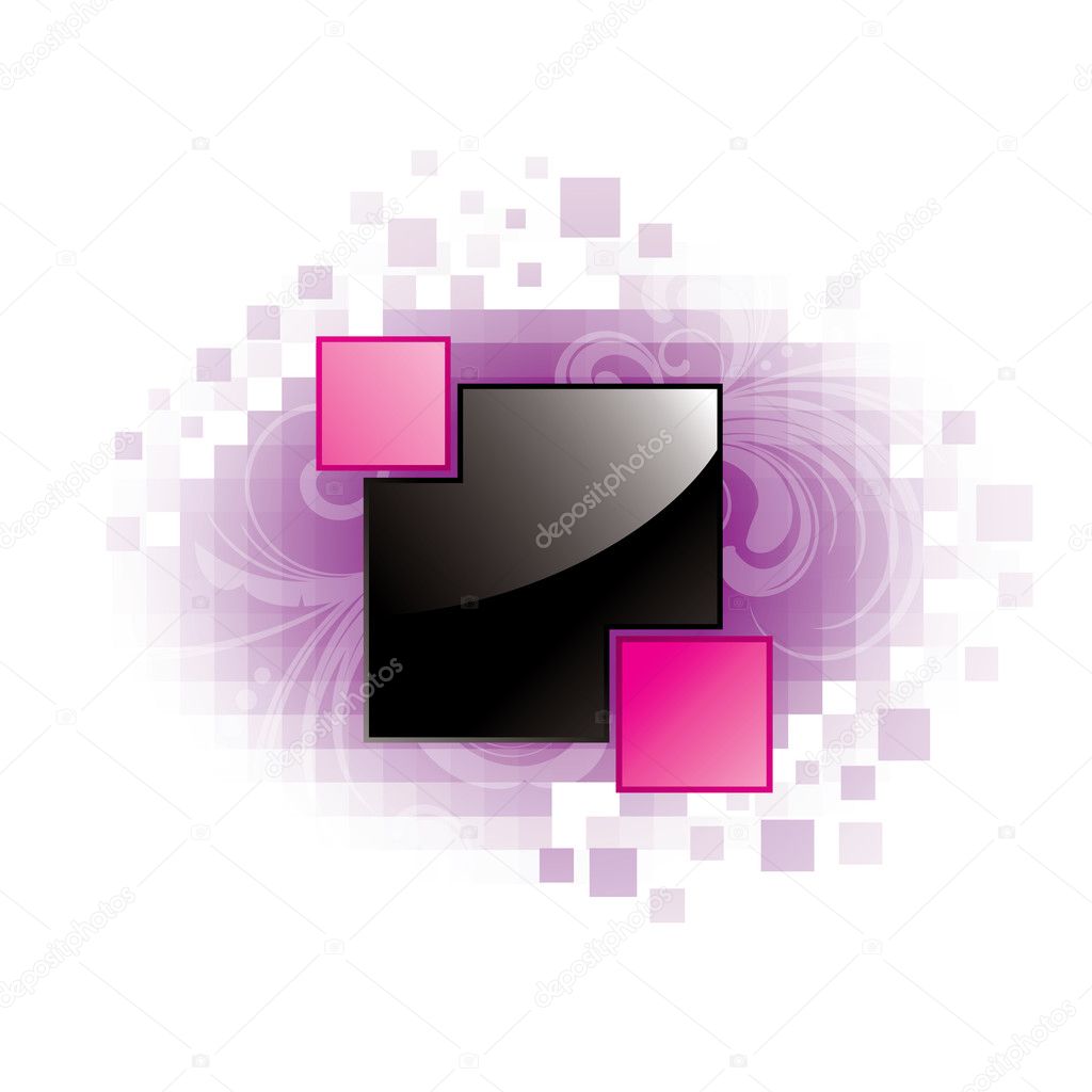 Glossy square with pixel background