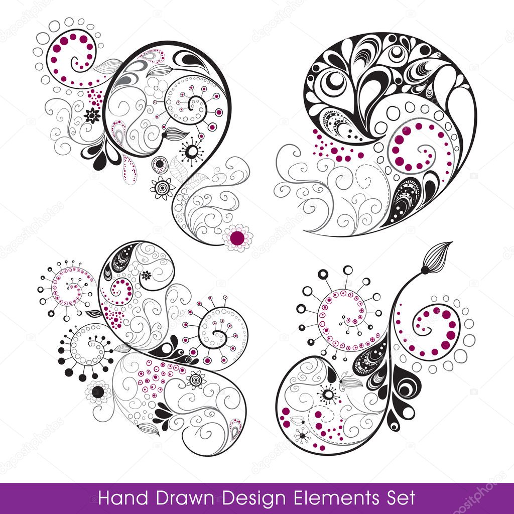 Hand drawn design elements set