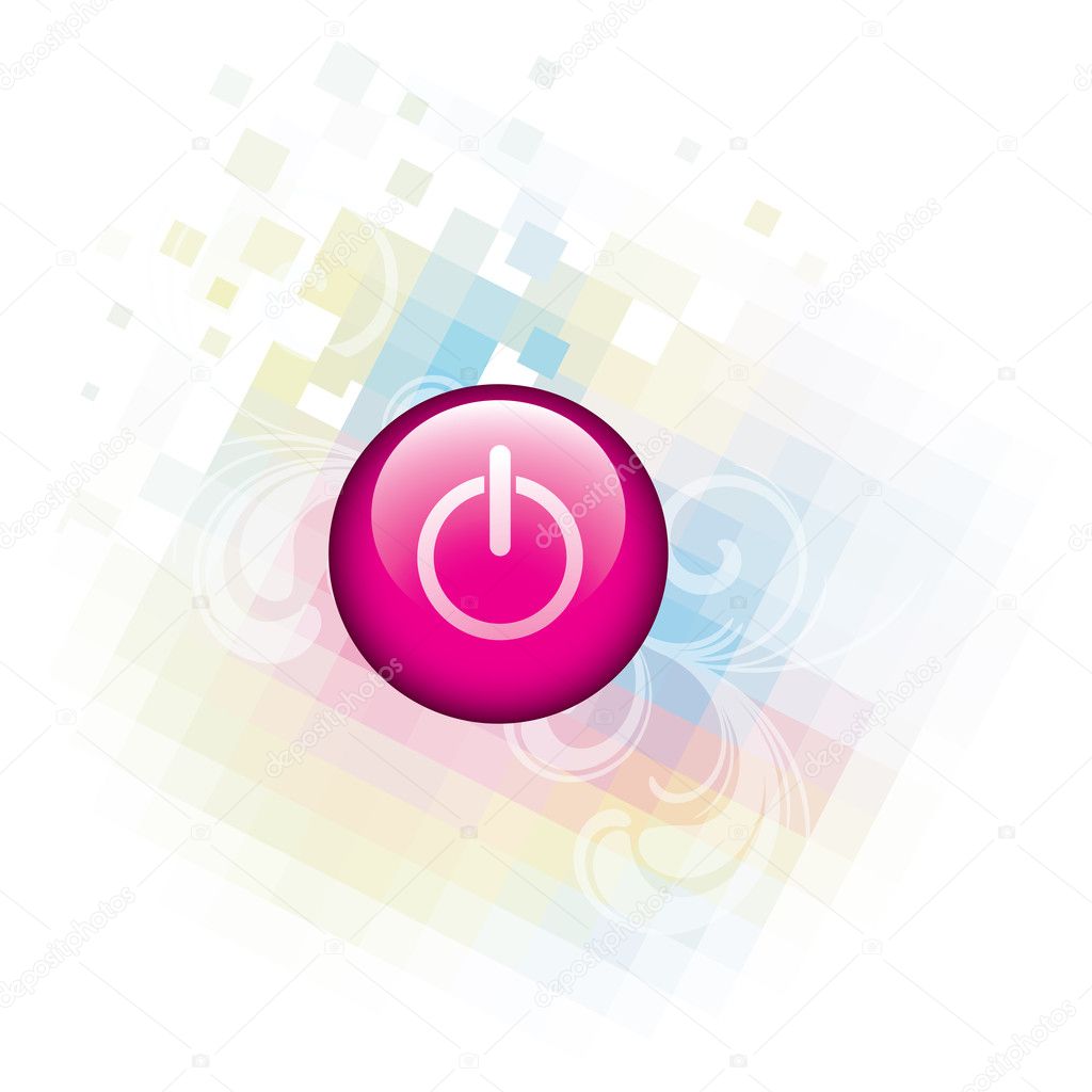 Pink power button with pixel background