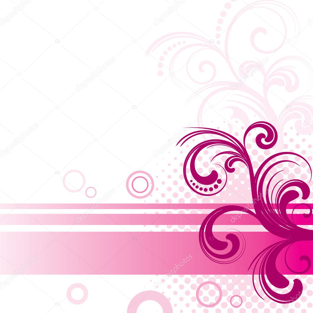 Pink background with floral elements