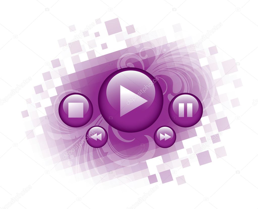 Purple media control buttons
