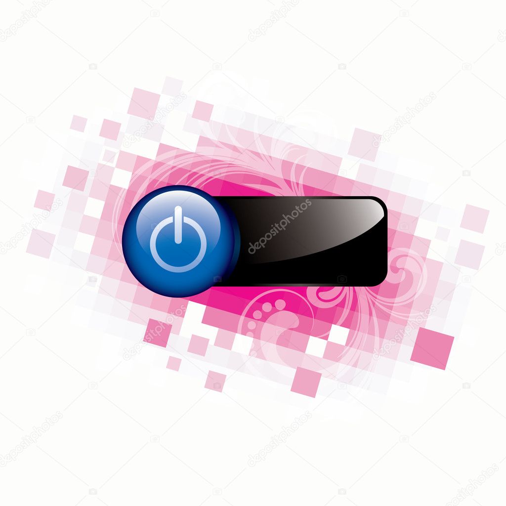 Power button with pixel and floral background