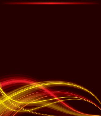 Red and yellow waves on black background clipart