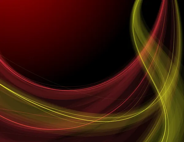 Röda och gula vågor på svart bakgrund — Stock vektor