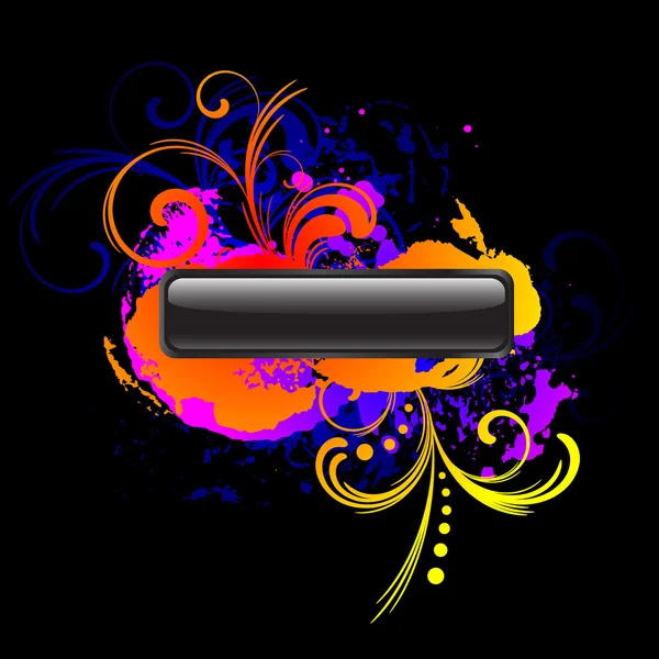 Vulticolor Grunge Hintergrund mit schwarzem Hochglanzknopf — Stockvektor