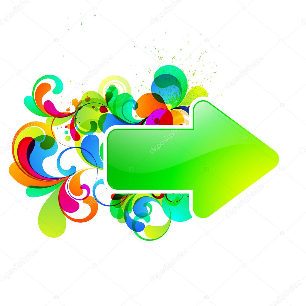 Shiny arrow, decorated with colorful graphic.