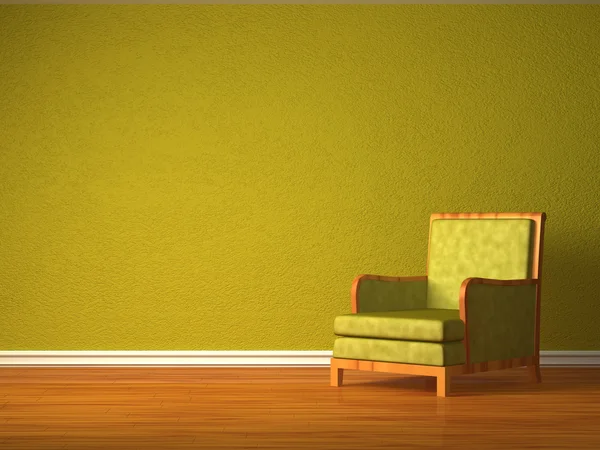 Silla verde sola en interior minimalista — Foto de Stock