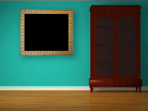 Kast met antieke frame in minimalistische interieur — Stockfoto