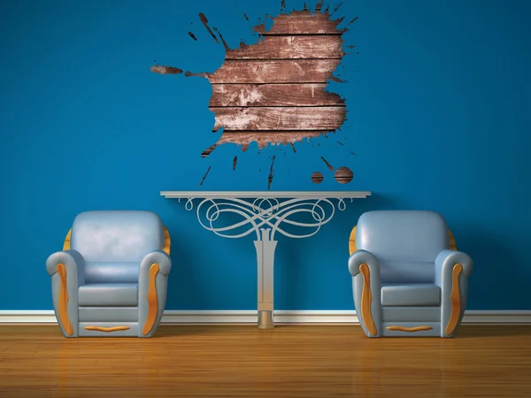金属コンソールとスプラッシュの穴と 2 つの豪華な椅子 — ストック写真