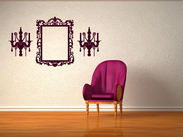 Chaise luxueuse seule avec silhouettes à l'intérieur minimaliste — Photo