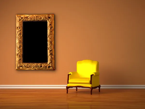 Luksusowy fotel z nowoczesne ramki w minimalistycznym wnętrzu — Zdjęcie stockowe
