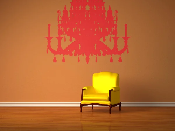 Μόνο πολυτελή καρέκλα με Σκιαγραφία του πολυελαίου σε μινιμαλιστικό εσωτερικό — Φωτογραφία Αρχείου