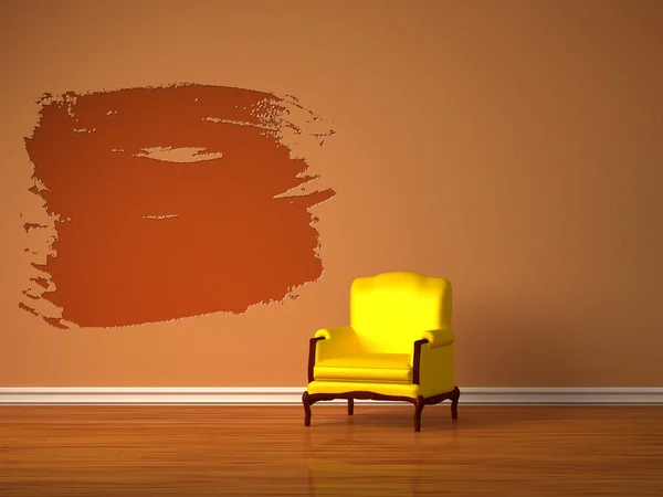 Sozinho cadeira de luxo com furo de respingo no interior minimalista — Fotografia de Stock
