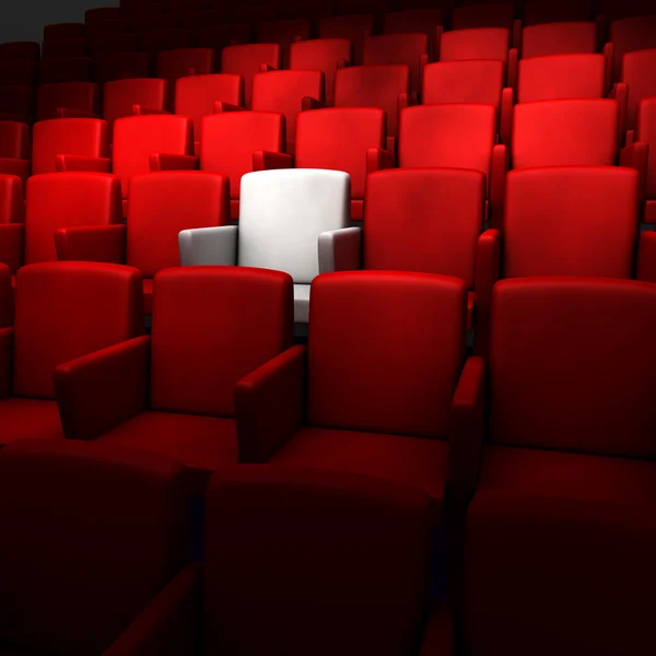 Auditorium dengan satu kursi yang dipesan — Stok Foto