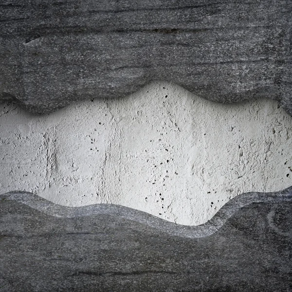 Placa de metal curvo na textura de fundo de concreto — Fotografia de Stock