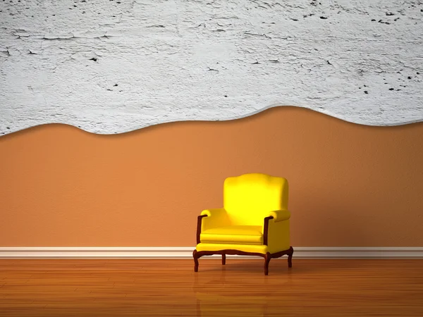 Sedia di lusso da solo con piastra in cemento curvato in interni minimalisti — Foto Stock