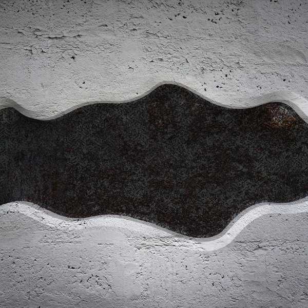 Piastra in cemento curvato su sfondo metallico texture — Foto Stock