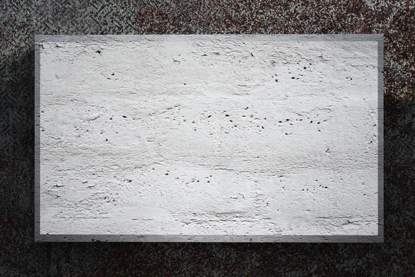 Placa de concreto sobre textura de fundo metálico — Fotografia de Stock