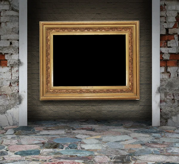 Mosaic grunge interior with picture frame — Stock Photo, Image