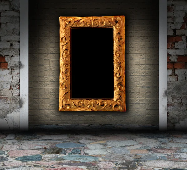 Mosaic grunge interior with picture frame — Stock Photo, Image