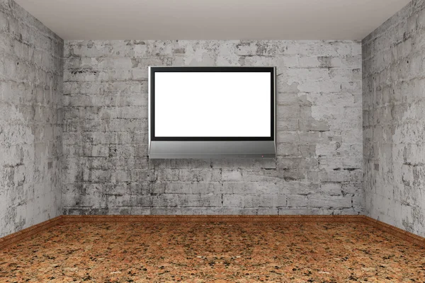 Grunge leeres Zimmer mit LCD-Fernseher — Stockfoto