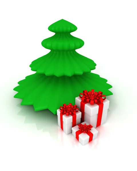 圣诞树和礼物 — 图库照片