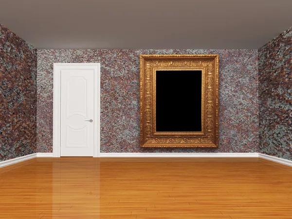 Roestige lege kamer met deur en foto frame — Stockfoto