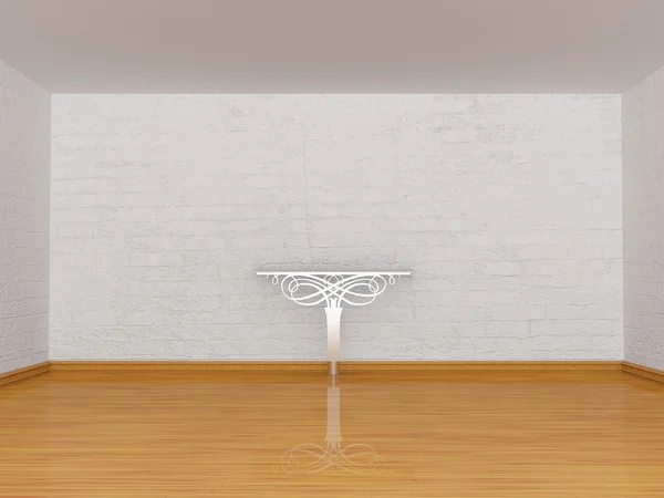 Alone metallic table in gallery — Stock Photo, Image