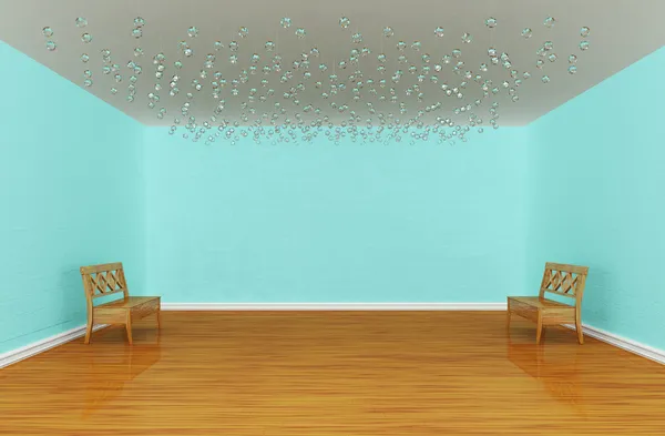 Empty gallery room with benches — Stock Photo, Image