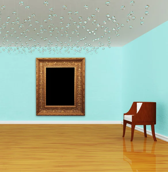 Sedia con struttura decorata in galleria di lusso — Foto Stock