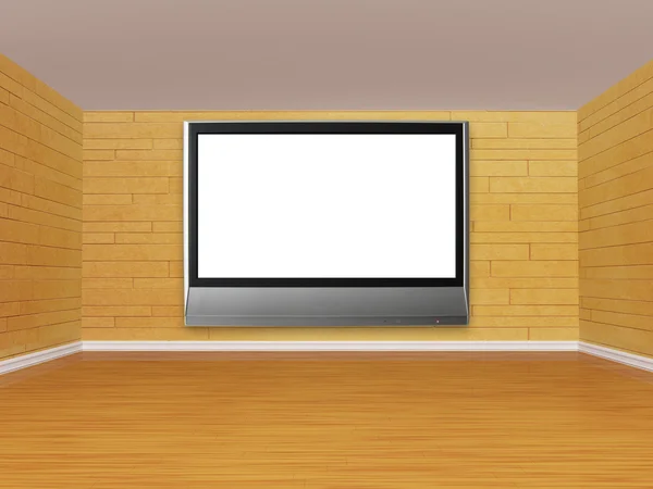 Mosaik rum interiör med LCD-tv — Stockfoto
