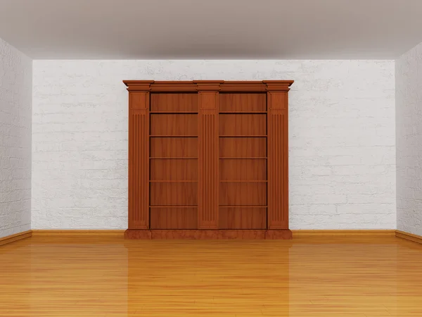 Drewniane półki puste w minimalistycznym wnętrzu — Zdjęcie stockowe