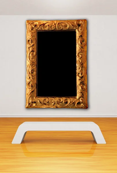 Frame with bench in gallery — Stock Photo, Image