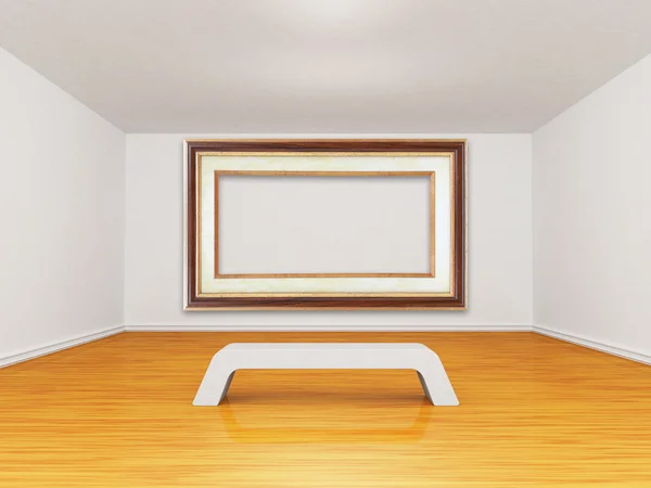 Рамка со скамейкой в галерее — стоковое фото