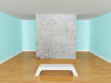 Gallery's hall with bench clipart