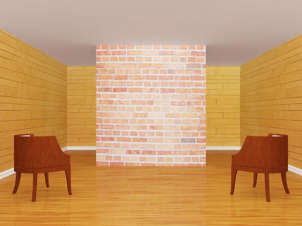 Hall da galeria com cadeiras — Fotografia de Stock