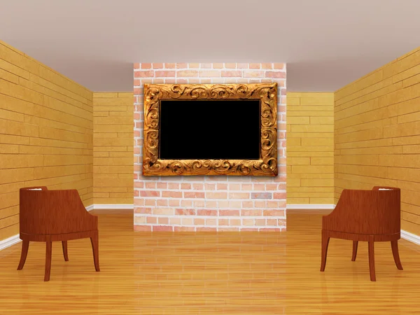 Galeriesaal mit Stühlen — Stockfoto