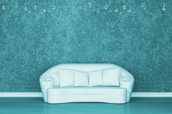 Vit soffa i rostig interiör — Stockfoto