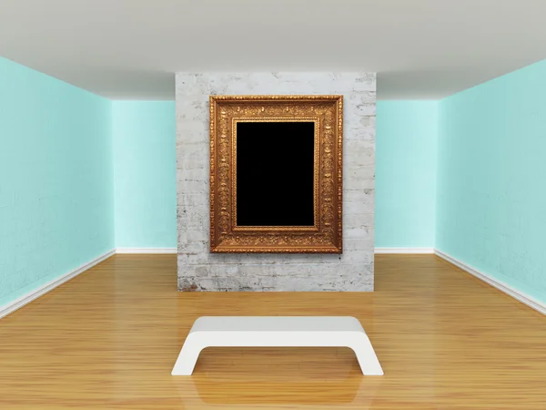 Hall da galeria com bancada e moldura ornamentada — Fotografia de Stock