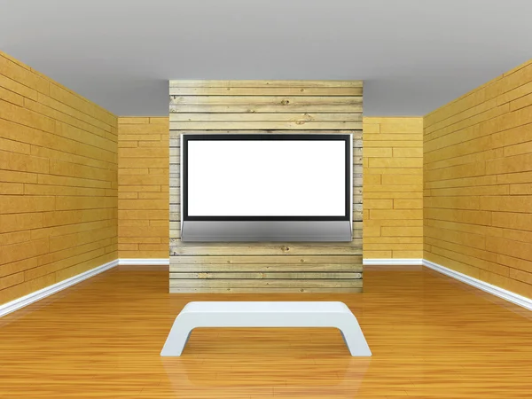 Galéria hall pad és síkképernyős TV-vel — Stock Fotó
