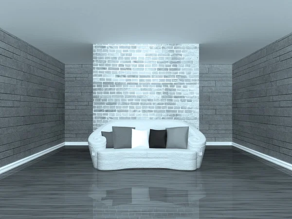 Gallery's hall with sofa — Stock Photo, Image
