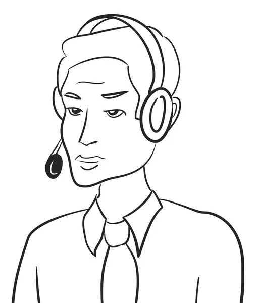 Suporte ao cliente homem com fone de ouvido — Fotografia de Stock