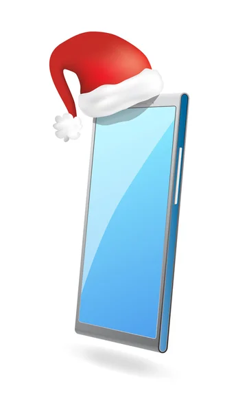 Modern smartphone with santa's hat — Stock Fotó